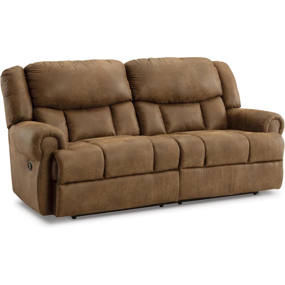 imageSignature Design by Ashley Boothbay Classic Faux Leather 2 Seat Manual Reclining Sofa Dark BrownBrown