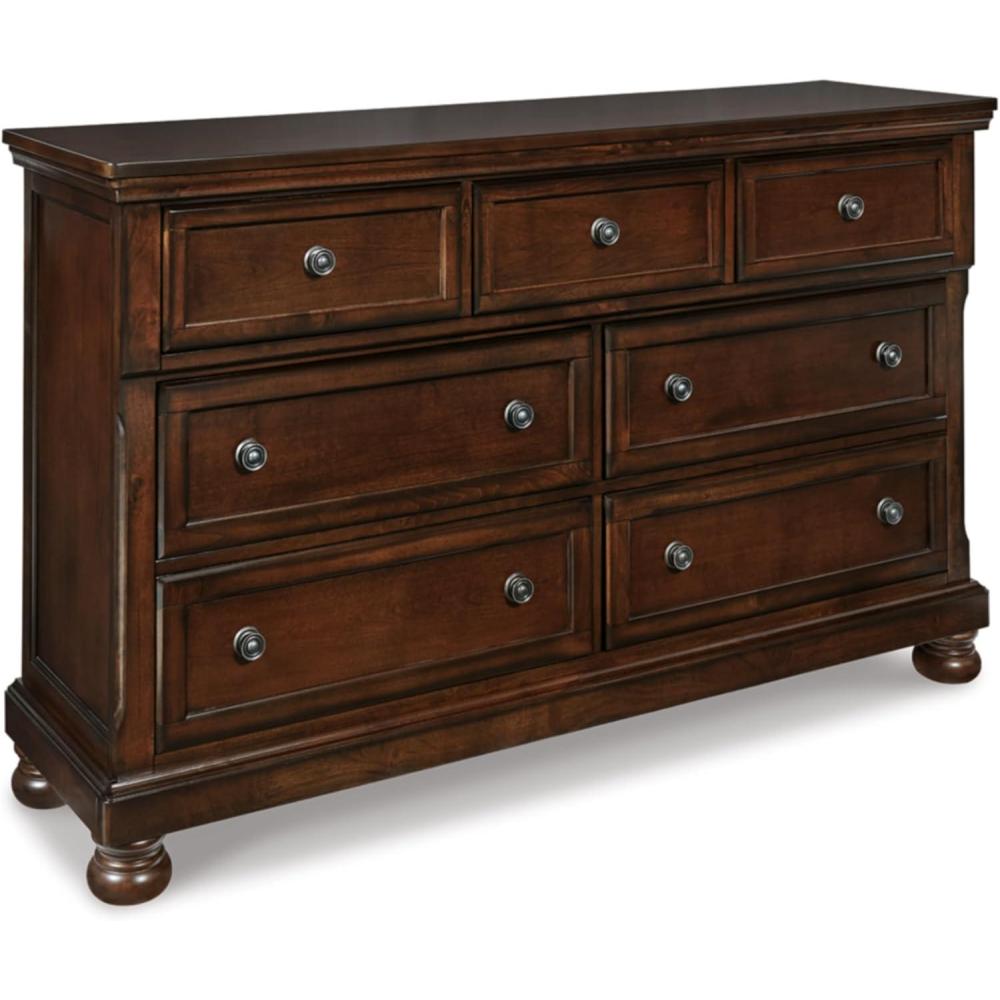 imageSignature Design by Ashley Maribel Traditional 6Drawer Dresser and Mirror with Safety Stop BlackDark Brown