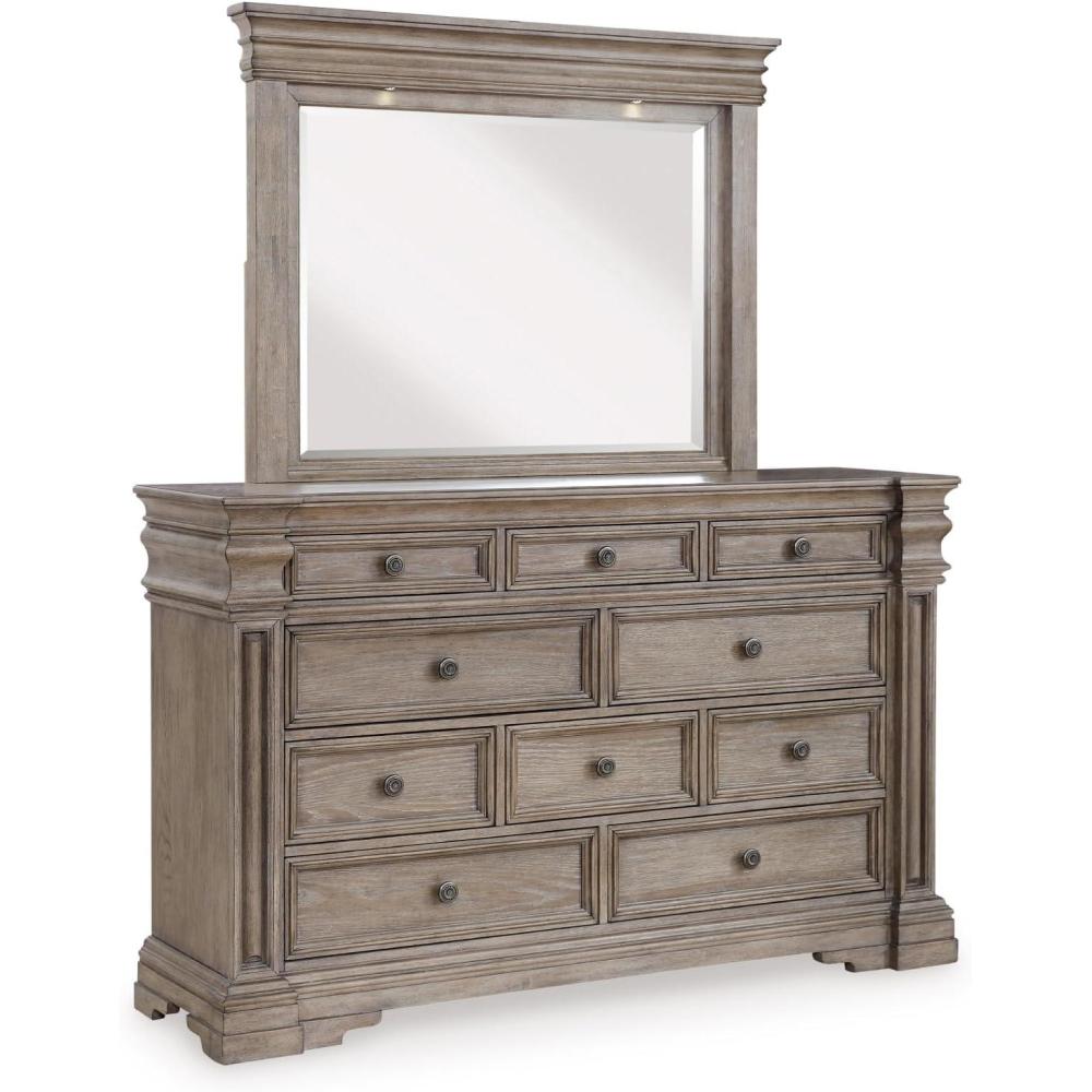 imageSignature Design by Ashley Maribel Traditional 6Drawer Dresser and Mirror with Safety Stop BlackLight Grayish Brown