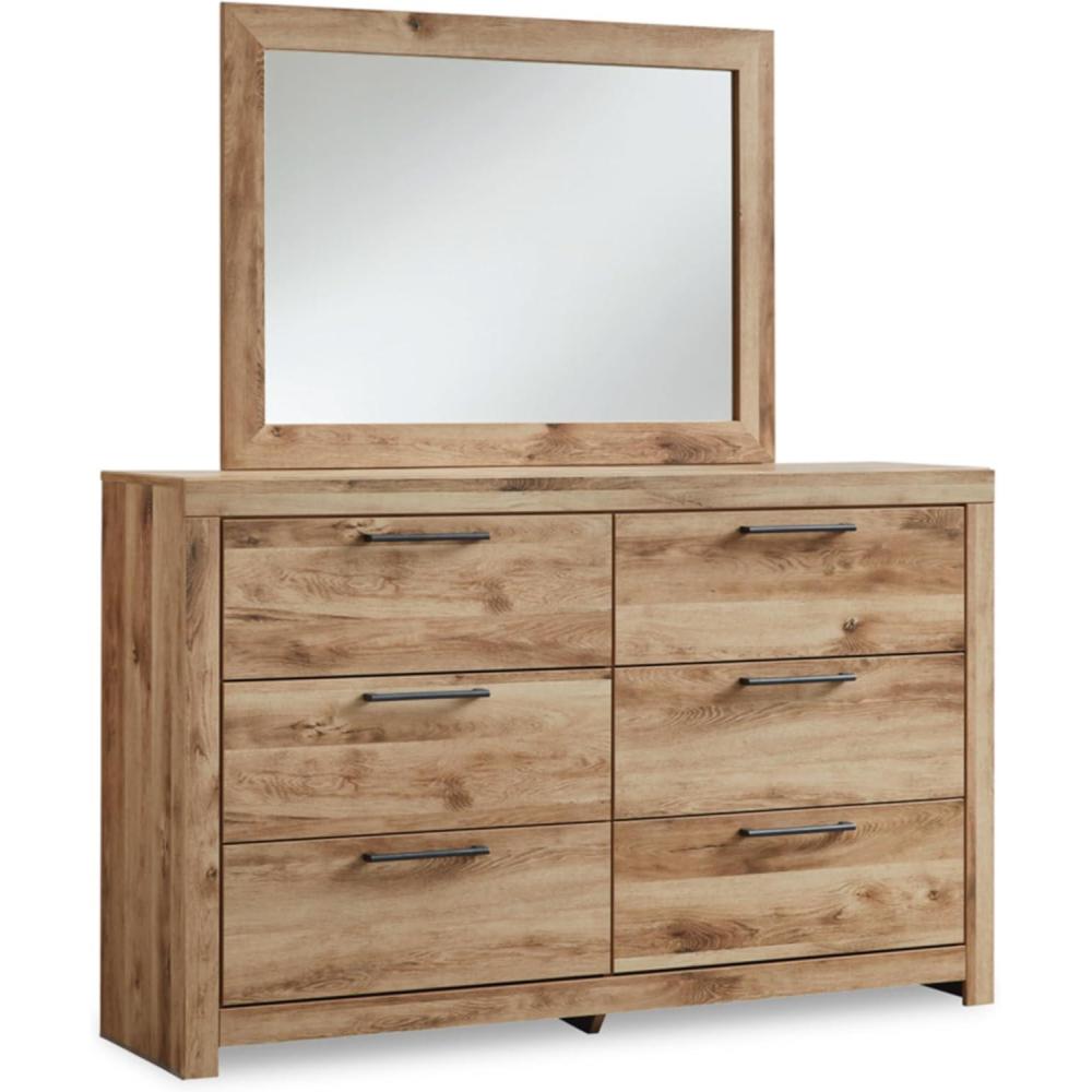 imageSignature Design by Ashley Maribel Traditional 6Drawer Dresser and Mirror with Safety Stop BlackTan Brown