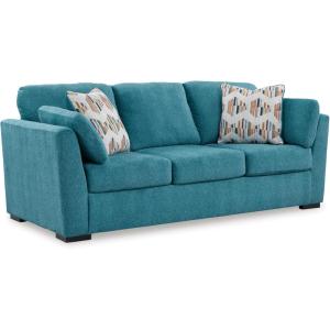 Signature Design by Ashley Keerwick Scandinavian Sofa with 4 Toss Pillows, Yellow(Blue)