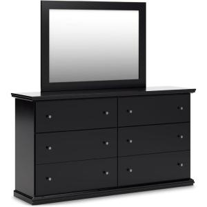 Signature Design by Ashley Maribel Traditional 6-Drawer Dresser and Mirror with Safety Stop, Black(Black)