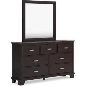 Signature Design by Ashley Maribel Traditional 6-Drawer Dresser and Mirror with Safety Stop, Black(Blackish Brown)