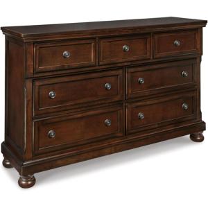 Signature Design by Ashley Maribel Traditional 6-Drawer Dresser and Mirror with Safety Stop, Black(Dark Brown)