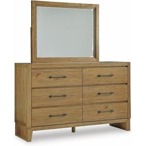 Signature Design by Ashley Maribel Traditional 6-Drawer Dresser and Mirror with Safety Stop, Black(Light Brown)