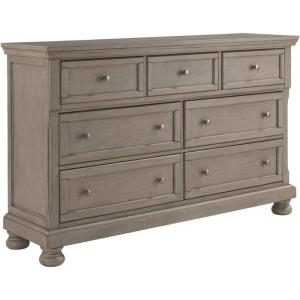 Signature Design by Ashley Maribel Traditional 6-Drawer Dresser and Mirror with Safety Stop, Black(Light Gray)