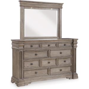 Signature Design by Ashley Maribel Traditional 6-Drawer Dresser and Mirror with Safety Stop, Black(Light Grayish Brown)