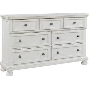 Signature Design by Ashley Maribel Traditional 6-Drawer Dresser and Mirror with Safety Stop, Black(White)