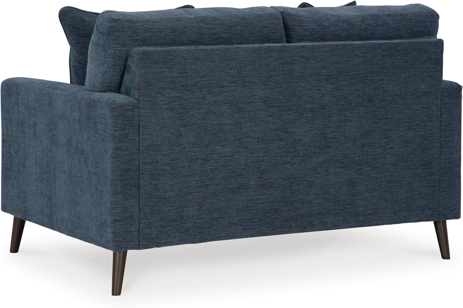 imageSignature Design by Ashley Bixler MidCentury Modern Tufted Loveseat with 2 Toss Pillows GreenBlue