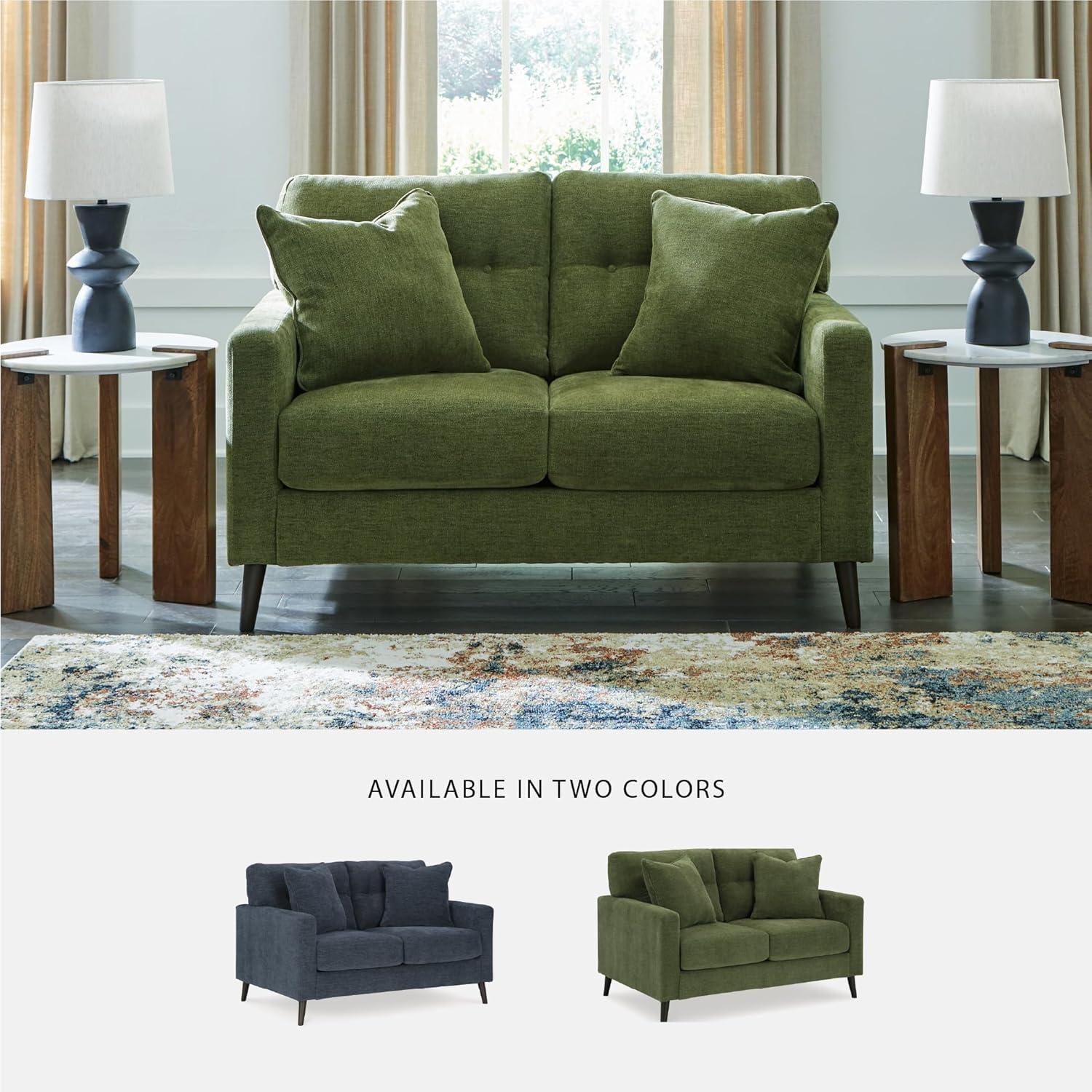 imageSignature Design by Ashley Bixler MidCentury Modern Tufted Loveseat with 2 Toss Pillows GreenGreen