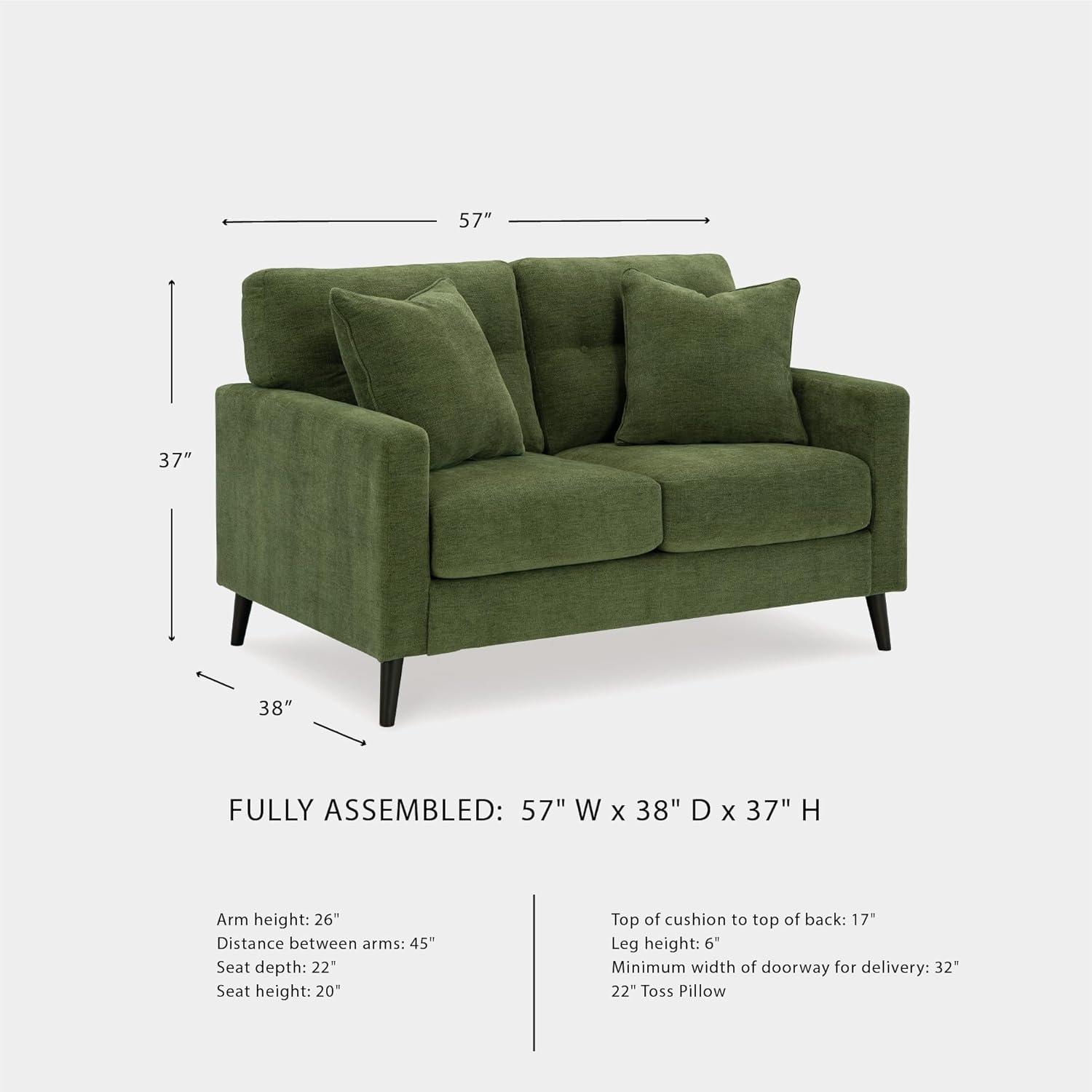 imageSignature Design by Ashley Bixler MidCentury Modern Tufted Loveseat with 2 Toss Pillows GreenGreen