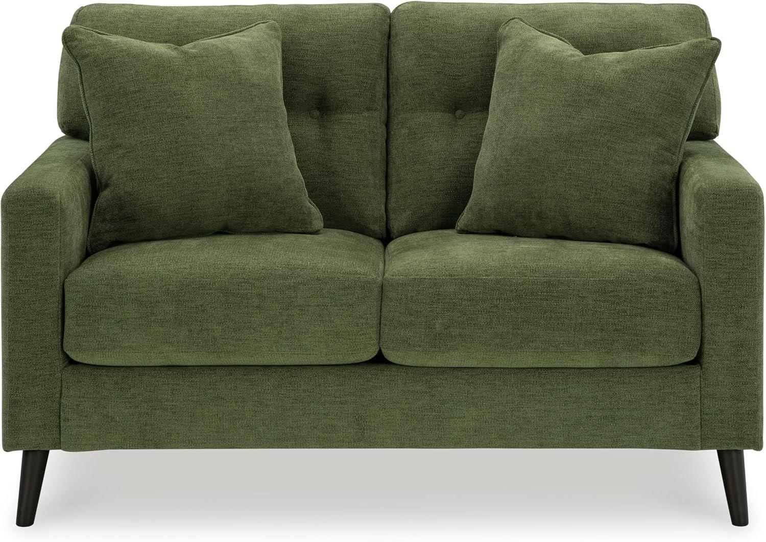 imageSignature Design by Ashley Bixler MidCentury Modern Tufted Loveseat with 2 Toss Pillows GreenGreen