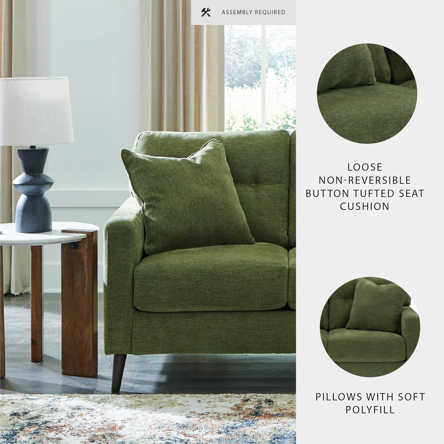 imageSignature Design by Ashley Bixler MidCentury Modern Tufted Loveseat with 2 Toss Pillows GreenGreen