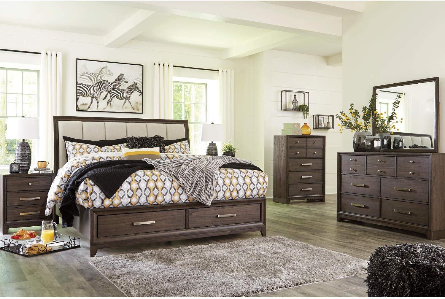 imageSignature Design by Ashley Brueban Transitional Contemporary 40 x 36 Bedroom Mirror Chestnut Brown