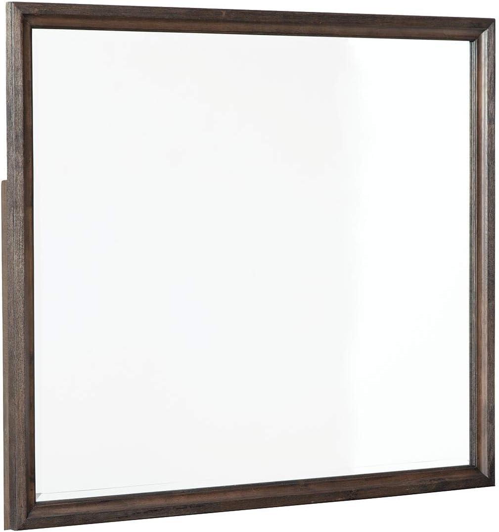 imageSignature Design by Ashley Brueban Transitional Contemporary 40 x 36 Bedroom Mirror Chestnut Brown