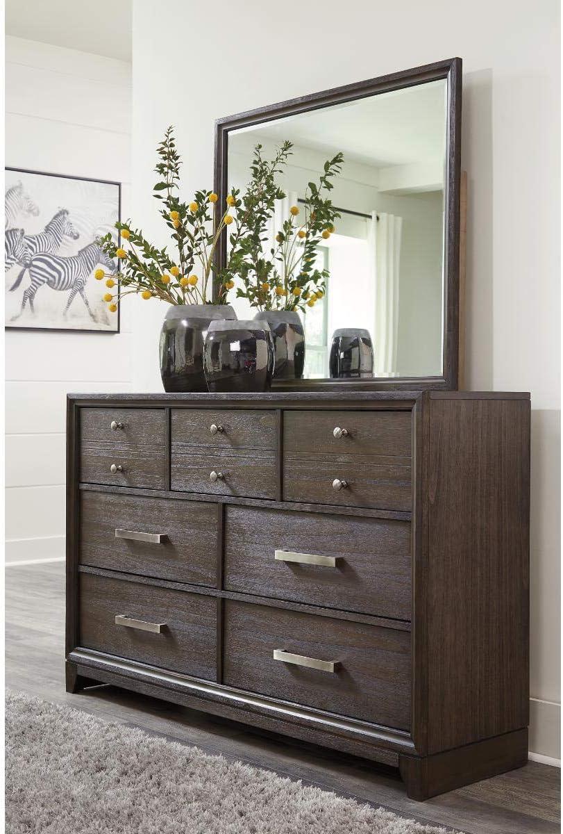imageSignature Design by Ashley Brueban Transitional Contemporary 40 x 36 Bedroom Mirror Chestnut Brown