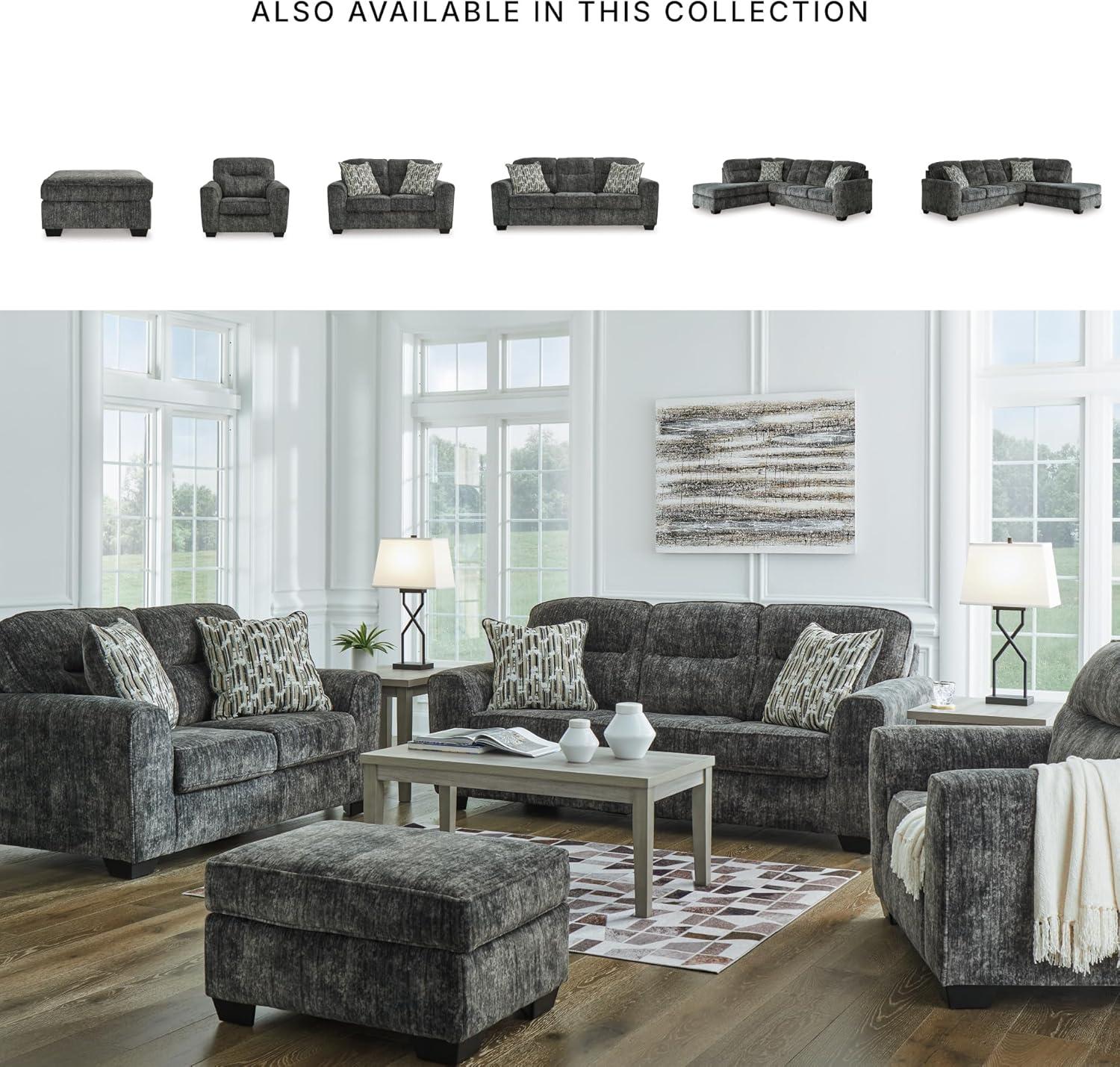imageSignature Design by Ashley Lonoke Modern Sofa with 2 Accent Pillows Gray