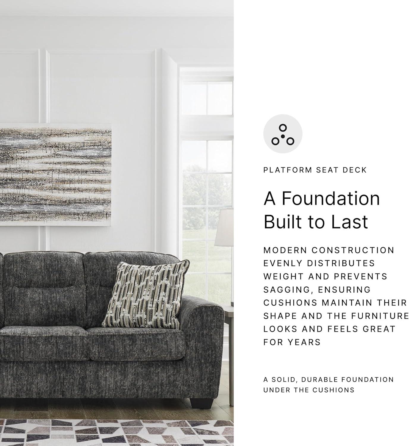 imageSignature Design by Ashley Lonoke Modern Sofa with 2 Accent Pillows Gray