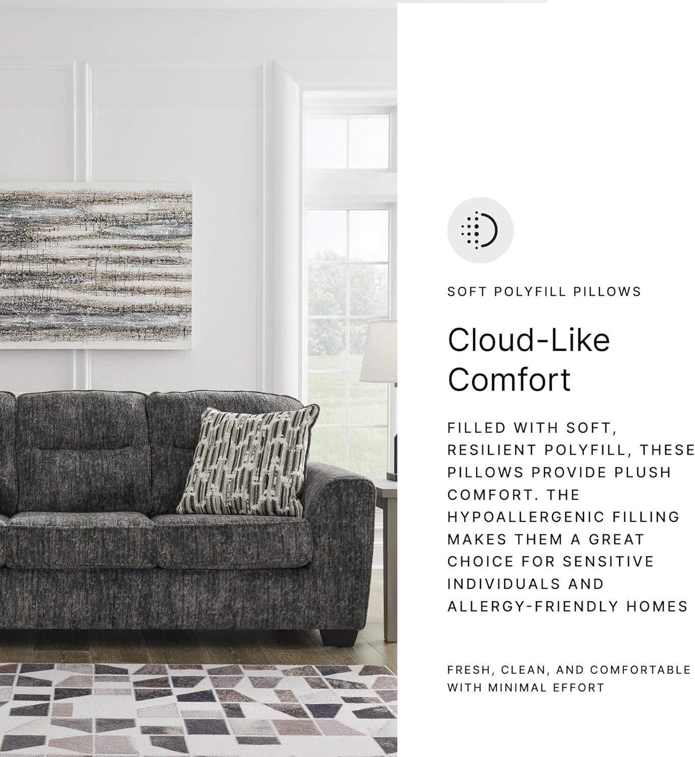 imageSignature Design by Ashley Lonoke Modern Sofa with 2 Accent Pillows Gray