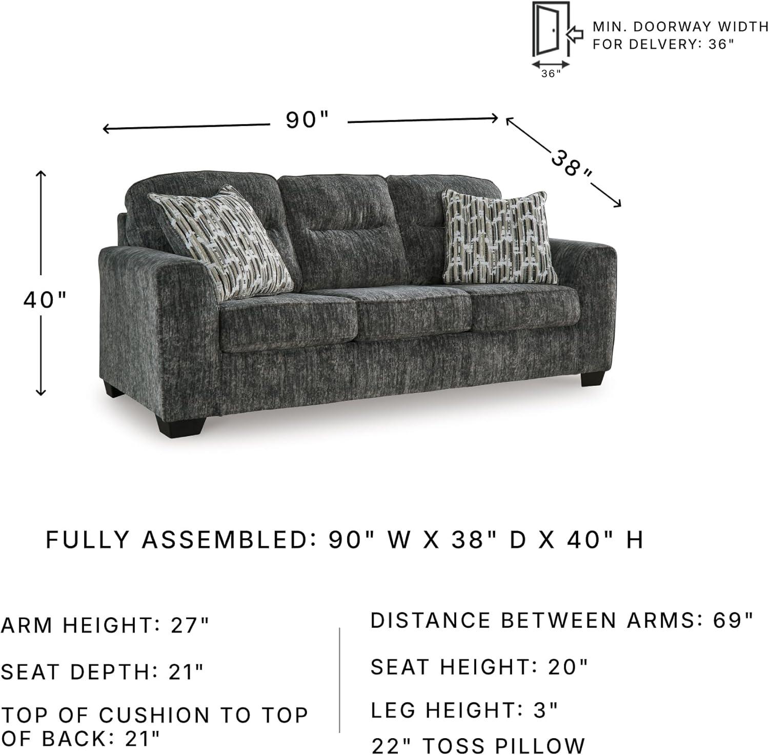 imageSignature Design by Ashley Lonoke Modern Sofa with 2 Accent Pillows Gray