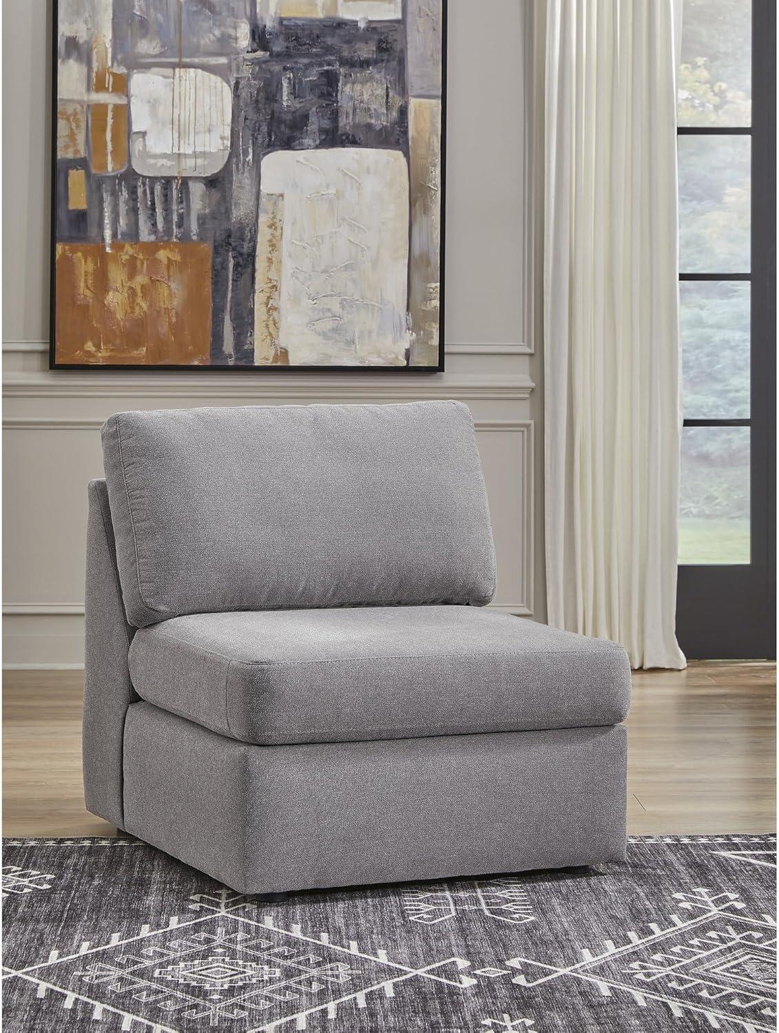 imageSignature Design by Ashley Modmax Contemporary Modular Stain Resistant 3Piece Sofa with Removable Zippered Covers and 2 Accent Pillows Reversible Back and Seat Cushions BlueLight Gray