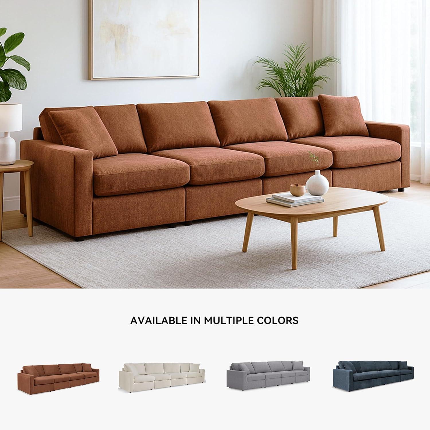 imageSignature Design by Ashley Modmax Contemporary Modular Stain Resistant 3Piece Sofa with Removable Zippered Covers and 2 Accent Pillows Reversible Back and Seat Cushions BlueBurnt Orange