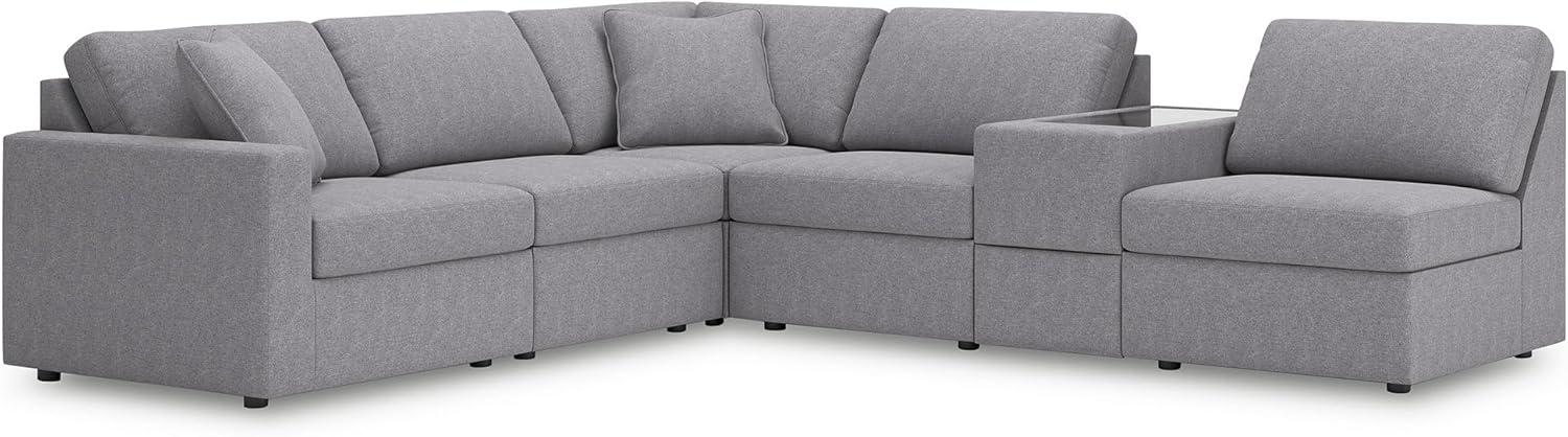 imageSignature Design by Ashley Modmax Contemporary Modular Stain Resistant 3Piece Sofa with Removable Zippered Covers and 2 Accent Pillows Reversible Back and Seat Cushions BlueLight Gray