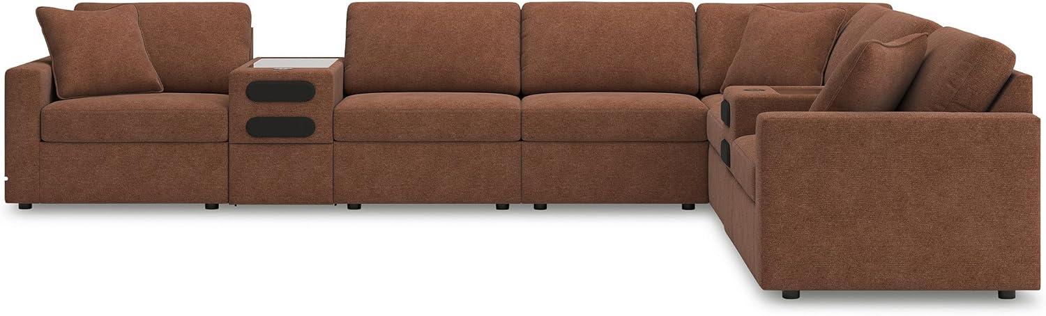 imageSignature Design by Ashley Modmax Contemporary Modular Stain Resistant 3Piece Sofa with Removable Zippered Covers and 2 Accent Pillows Reversible Back and Seat Cushions BlueBurnt Orange