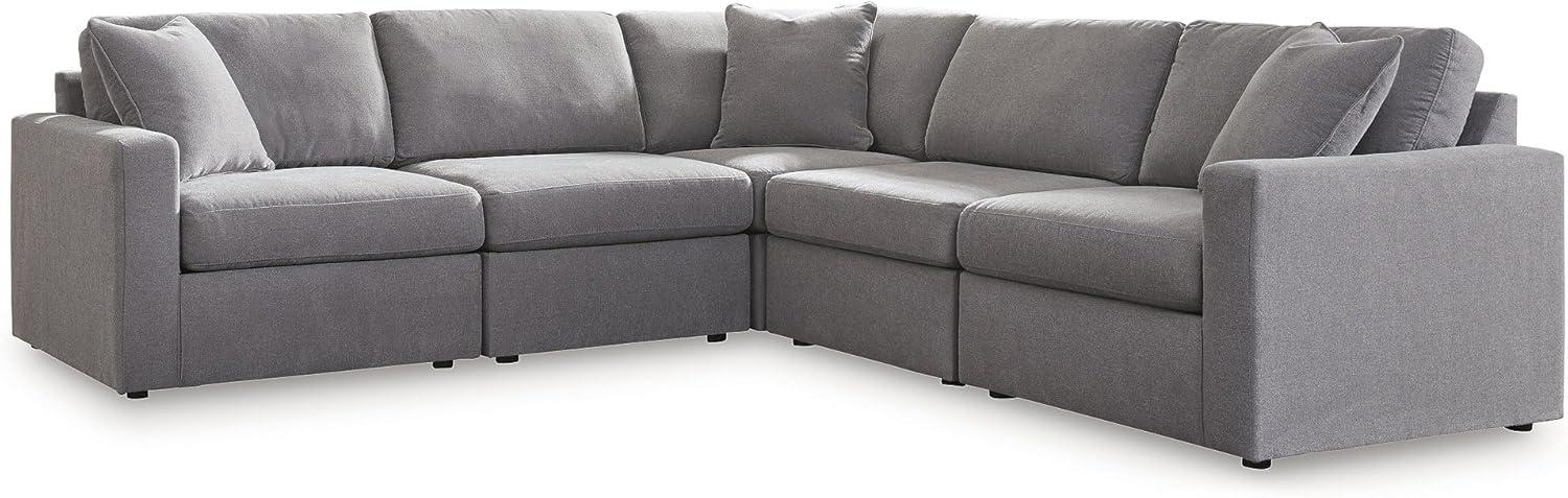 imageSignature Design by Ashley Modmax Contemporary Modular Stain Resistant 3Piece Sofa with Removable Zippered Covers and 2 Accent Pillows Reversible Back and Seat Cushions BlueLight Gray