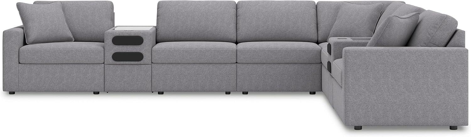 imageSignature Design by Ashley Modmax Contemporary Modular Stain Resistant 3Piece Sofa with Removable Zippered Covers and 2 Accent Pillows Reversible Back and Seat Cushions BlueLight Gray