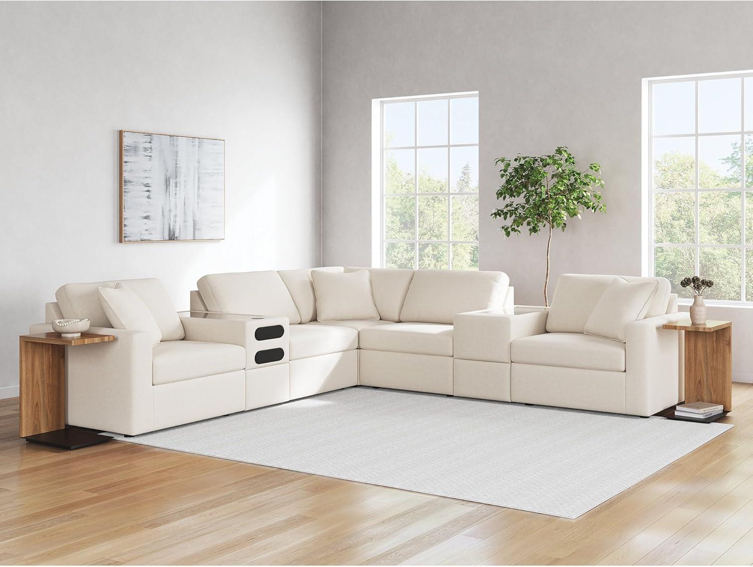 imageSignature Design by Ashley Modmax Contemporary Modular Stain Resistant 3Piece Sofa with Removable Zippered Covers and 2 Accent Pillows Reversible Back and Seat Cushions BlueBeige