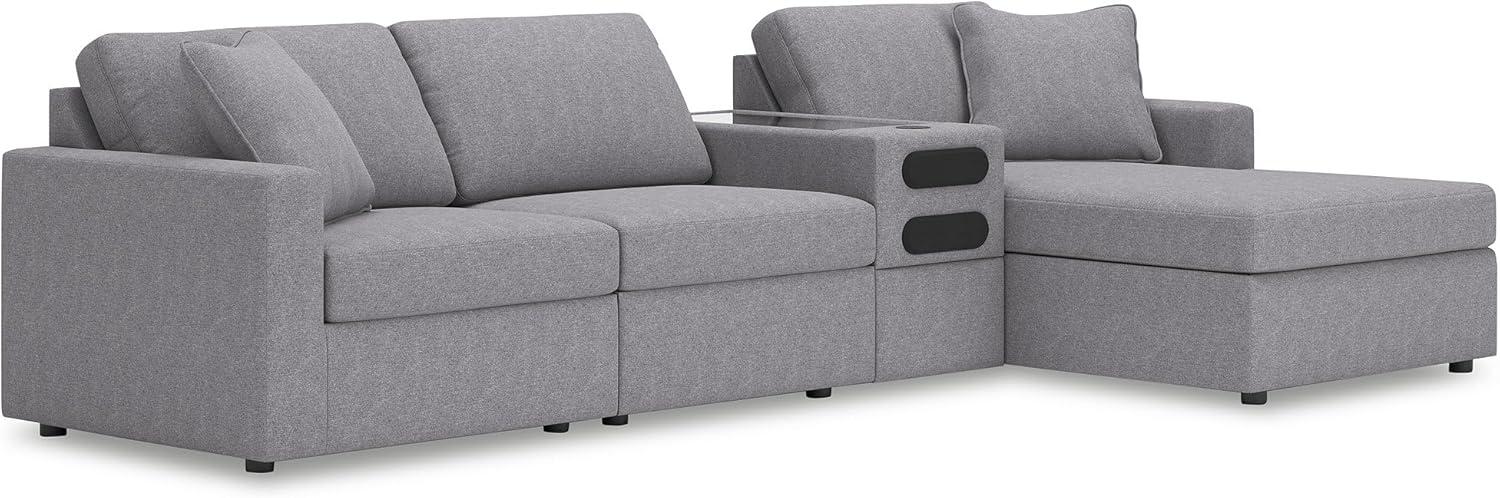 imageSignature Design by Ashley Modmax Contemporary Modular Stain Resistant 3Piece Sofa with Removable Zippered Covers and 2 Accent Pillows Reversible Back and Seat Cushions BlueLight Gray