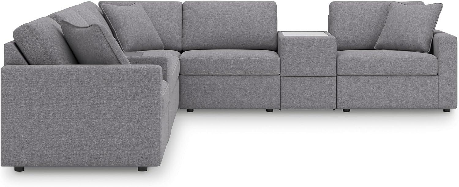 imageSignature Design by Ashley Modmax Contemporary Modular Stain Resistant 3Piece Sofa with Removable Zippered Covers and 2 Accent Pillows Reversible Back and Seat Cushions BlueLight Gray