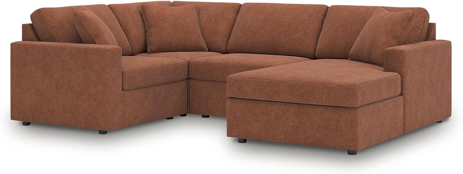 imageSignature Design by Ashley Modmax Contemporary Modular Stain Resistant 3Piece Sofa with Removable Zippered Covers and 2 Accent Pillows Reversible Back and Seat Cushions BlueBurnt Orange