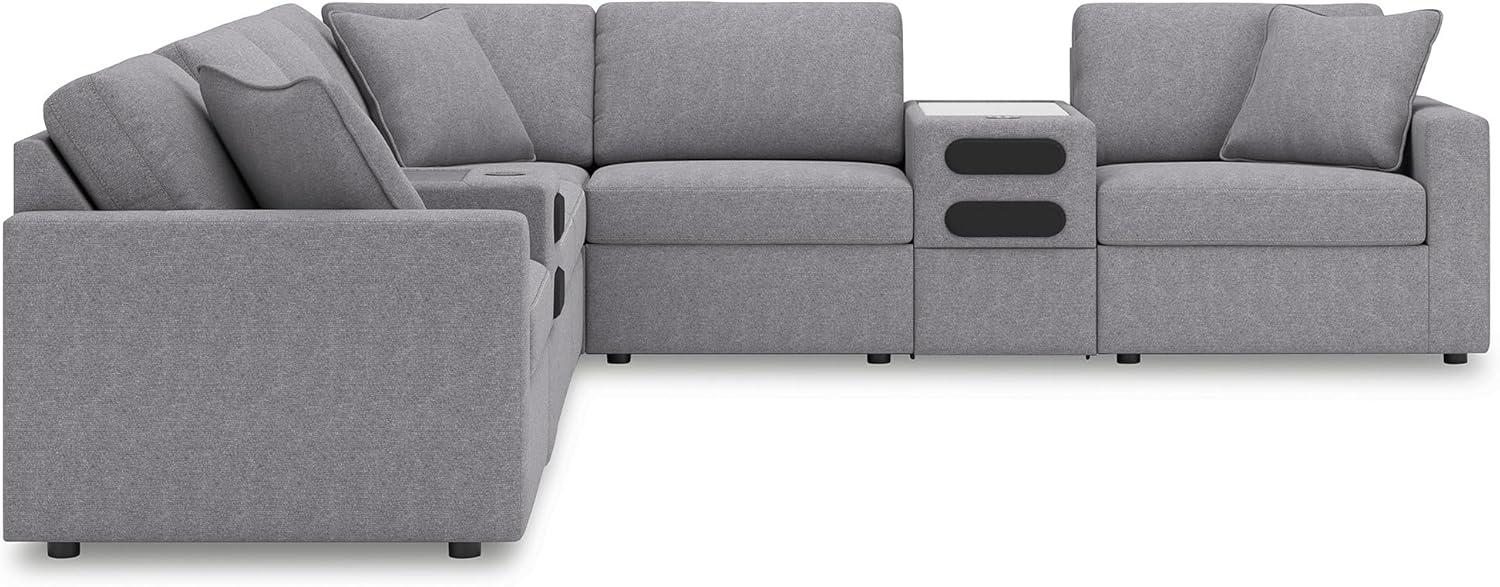 imageSignature Design by Ashley Modmax Contemporary Modular Stain Resistant 3Piece Sofa with Removable Zippered Covers and 2 Accent Pillows Reversible Back and Seat Cushions BlueLight Gray