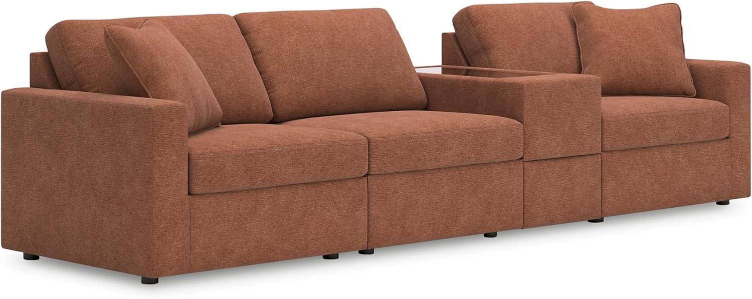 imageSignature Design by Ashley Modmax Contemporary Modular Stain Resistant 3Piece Sofa with Removable Zippered Covers and 2 Accent Pillows Reversible Back and Seat Cushions BlueBurnt Orange