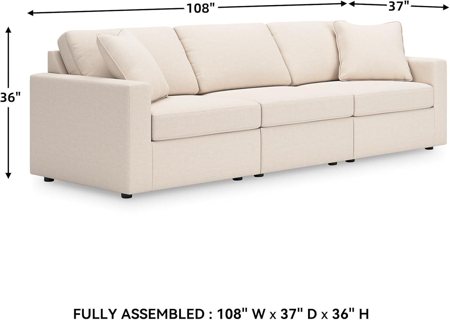 imageSignature Design by Ashley Modmax Contemporary Modular Stain Resistant 3Piece Sofa with Removable Zippered Covers and 2 Accent Pillows Reversible Back and Seat Cushions BlueBeige