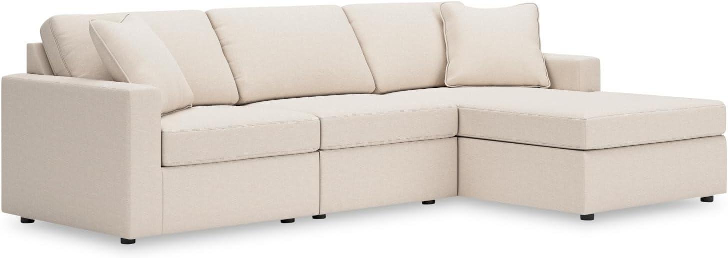imageSignature Design by Ashley Modmax Contemporary Modular Stain Resistant 3Piece Sofa with Removable Zippered Covers and 2 Accent Pillows Reversible Back and Seat Cushions BlueBeige
