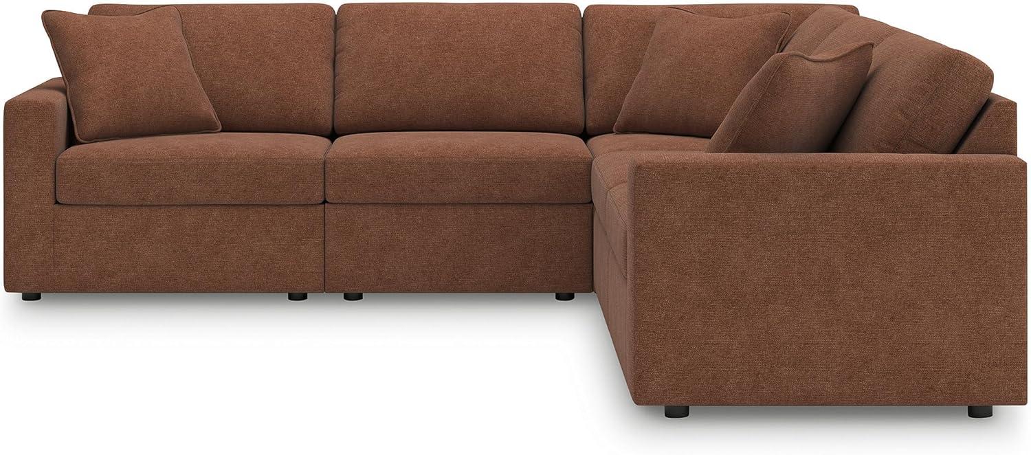 imageSignature Design by Ashley Modmax Contemporary Modular Stain Resistant 3Piece Sofa with Removable Zippered Covers and 2 Accent Pillows Reversible Back and Seat Cushions BlueBurnt Orange