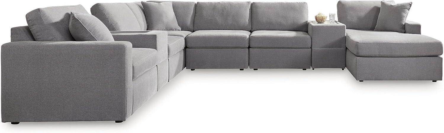 imageSignature Design by Ashley Modmax Contemporary Modular Stain Resistant 3Piece Sofa with Removable Zippered Covers and 2 Accent Pillows Reversible Back and Seat Cushions BlueLight Gray