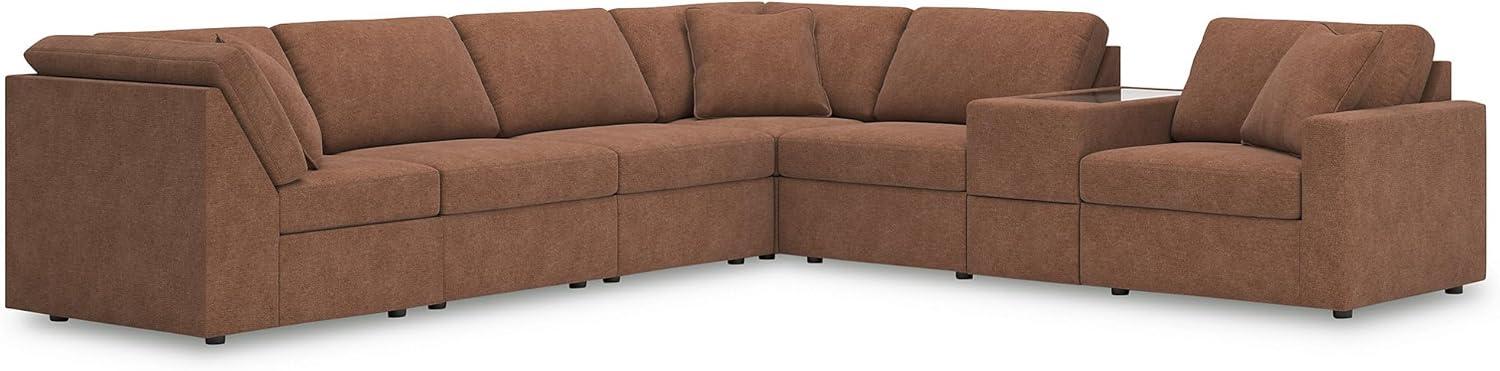 imageSignature Design by Ashley Modmax Contemporary Modular Stain Resistant 3Piece Sofa with Removable Zippered Covers and 2 Accent Pillows Reversible Back and Seat Cushions BlueBurnt Orange