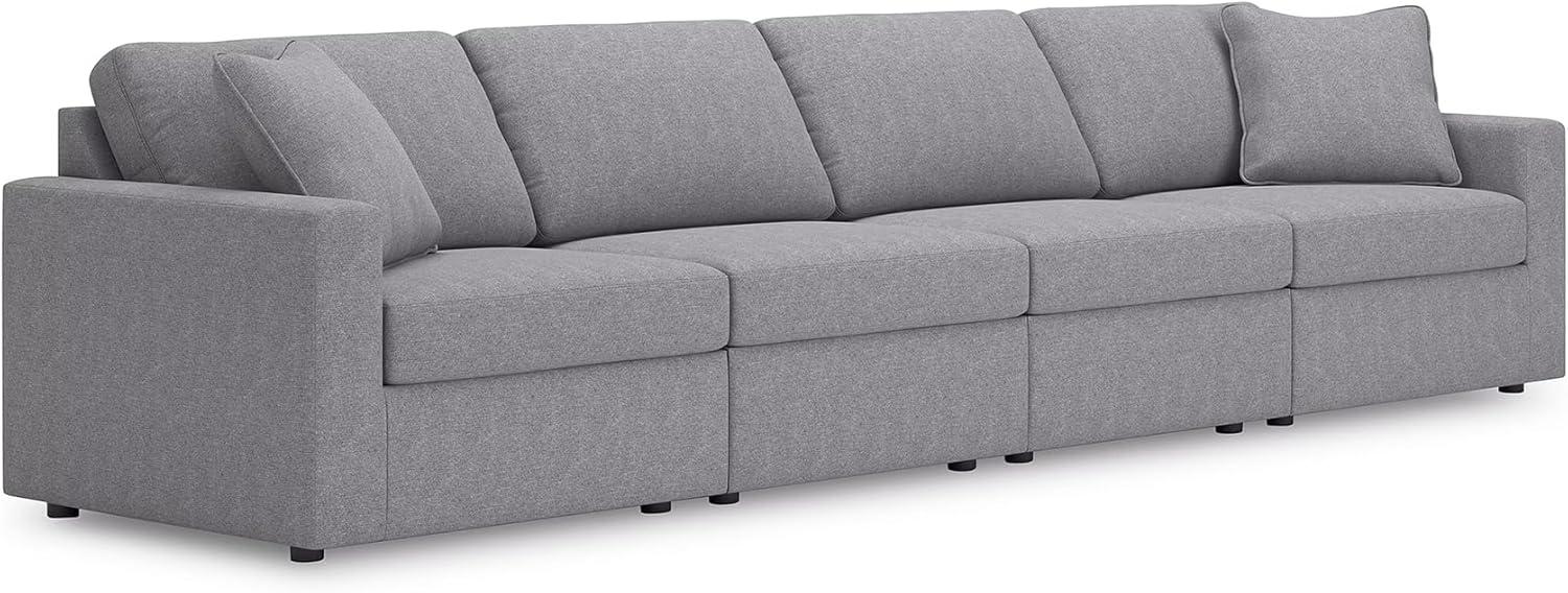 imageSignature Design by Ashley Modmax Contemporary Modular Stain Resistant 3Piece Sofa with Removable Zippered Covers and 2 Accent Pillows Reversible Back and Seat Cushions BlueLight Gray