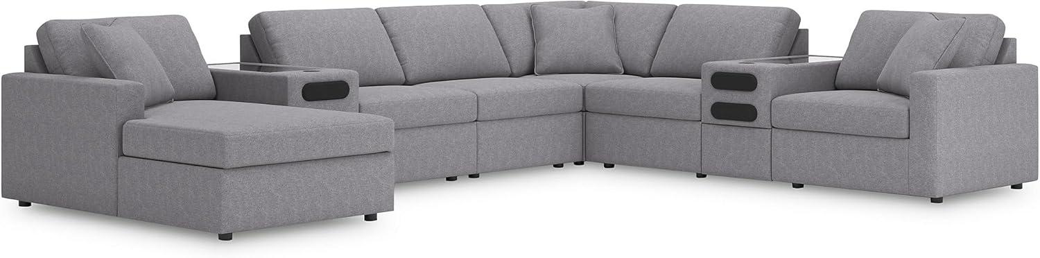imageSignature Design by Ashley Modmax Contemporary Modular Stain Resistant 3Piece Sofa with Removable Zippered Covers and 2 Accent Pillows Reversible Back and Seat Cushions BlueLight Gray
