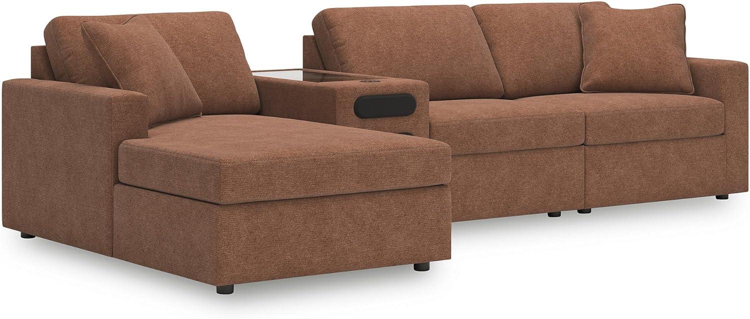 imageSignature Design by Ashley Modmax Contemporary Modular Stain Resistant 3Piece Sofa with Removable Zippered Covers and 2 Accent Pillows Reversible Back and Seat Cushions BlueBurnt Orange