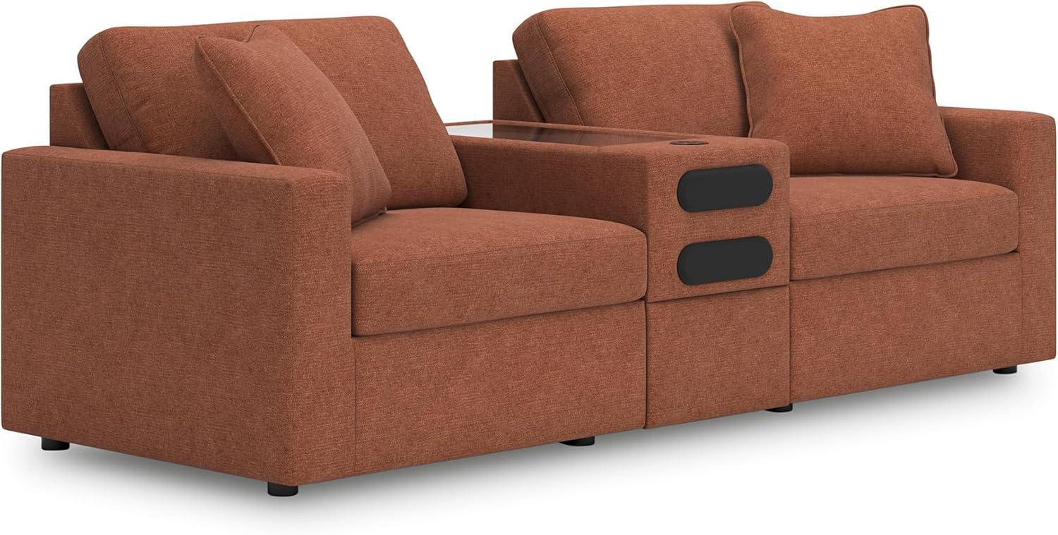 imageSignature Design by Ashley Modmax Contemporary Modular Stain Resistant 3Piece Sofa with Removable Zippered Covers and 2 Accent Pillows Reversible Back and Seat Cushions BlueBurnt Orange