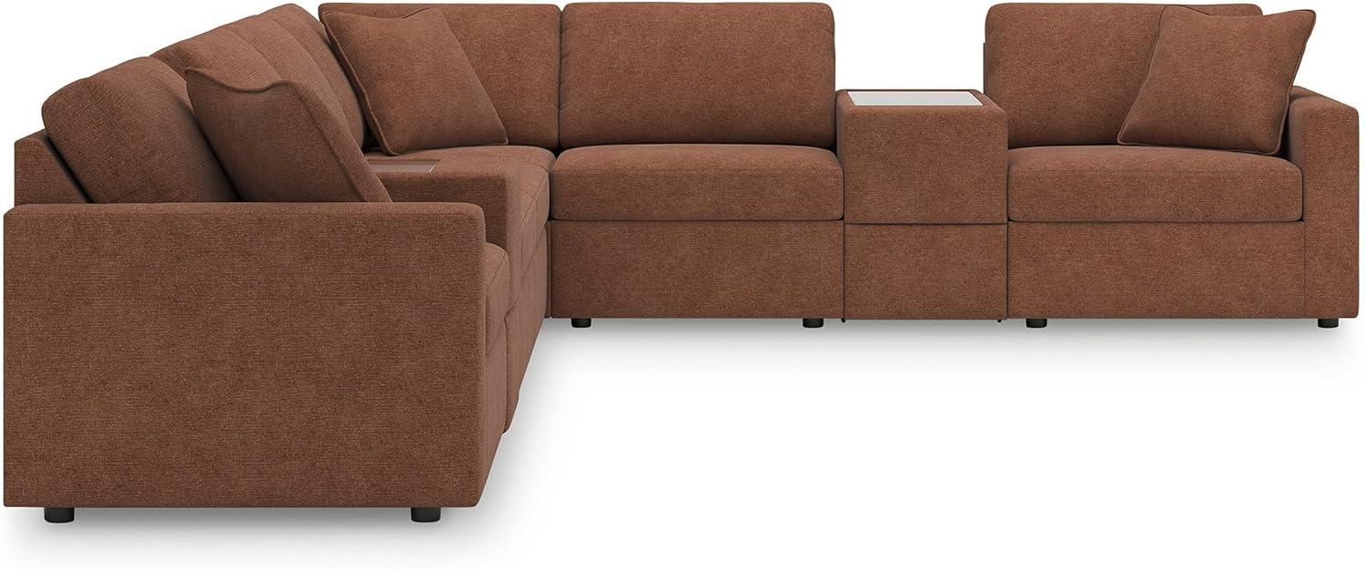 imageSignature Design by Ashley Modmax Contemporary Modular Stain Resistant 3Piece Sofa with Removable Zippered Covers and 2 Accent Pillows Reversible Back and Seat Cushions BlueBurnt Orange