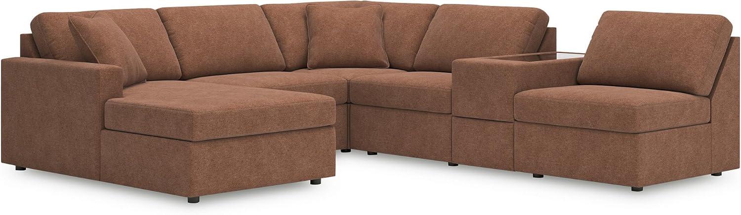 imageSignature Design by Ashley Modmax Contemporary Modular Stain Resistant 3Piece Sofa with Removable Zippered Covers and 2 Accent Pillows Reversible Back and Seat Cushions BlueBurnt Orange