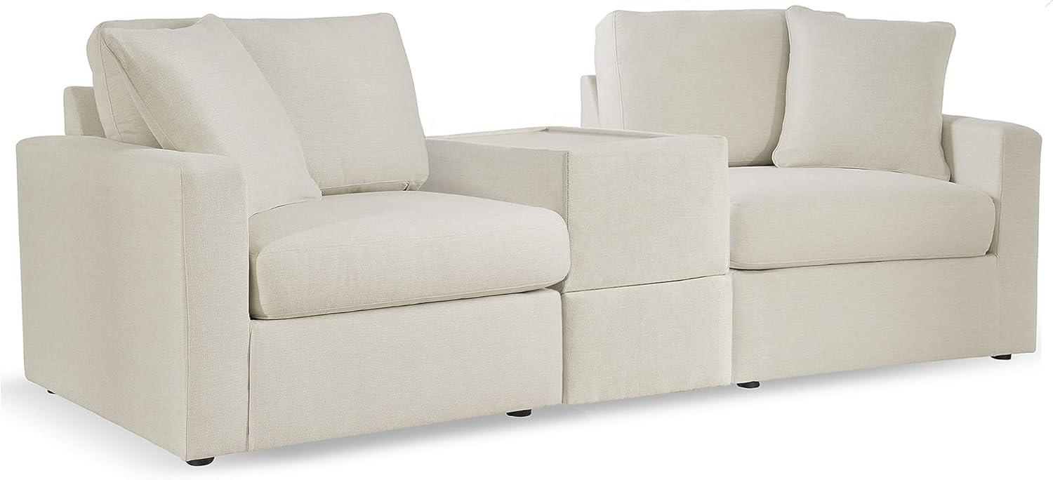 imageSignature Design by Ashley Modmax Contemporary Modular Stain Resistant 3Piece Sofa with Removable Zippered Covers and 2 Accent Pillows Reversible Back and Seat Cushions BlueBeige