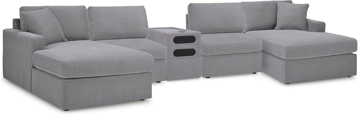 imageSignature Design by Ashley Modmax Contemporary Modular Stain Resistant 3Piece Sofa with Removable Zippered Covers and 2 Accent Pillows Reversible Back and Seat Cushions BlueLight Gray