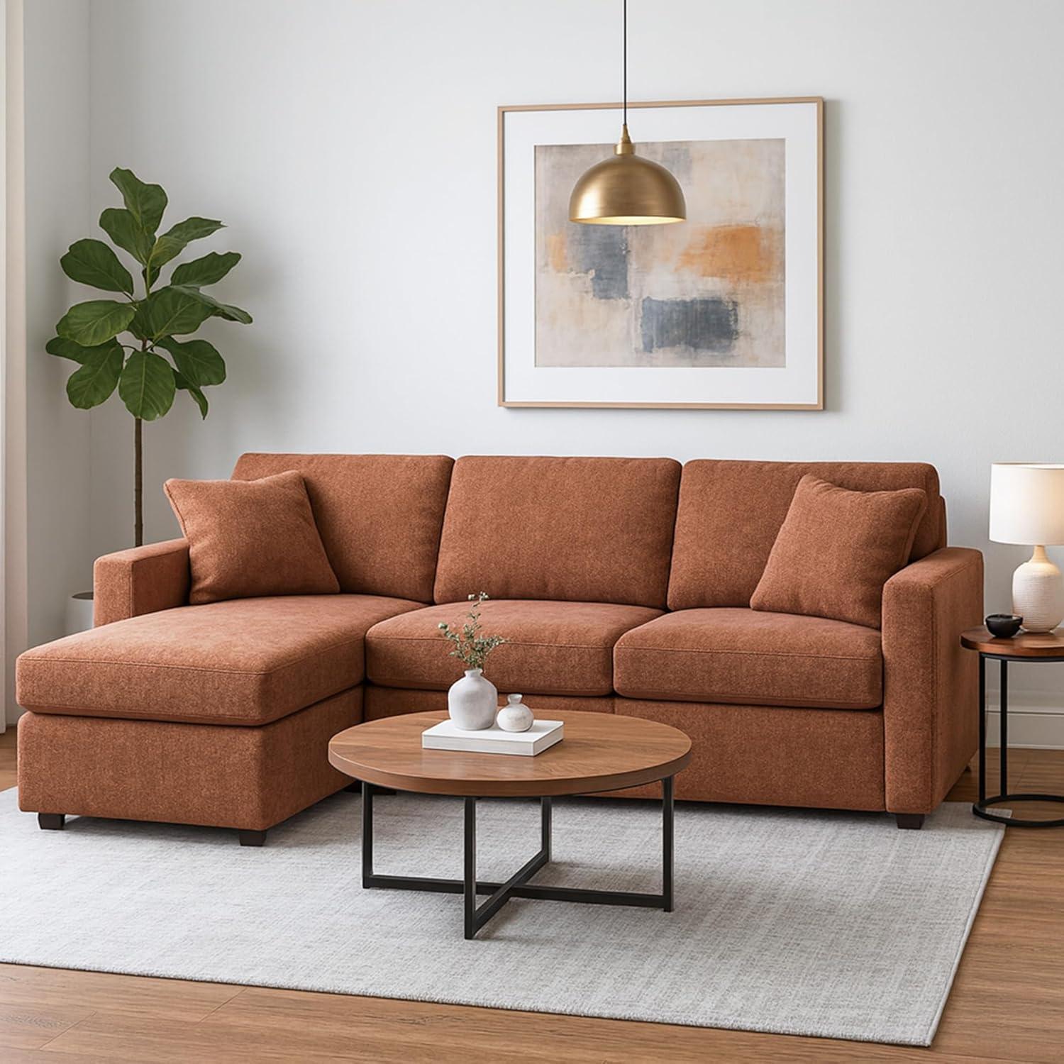 imageSignature Design by Ashley Modmax Contemporary Modular Stain Resistant 3Piece Sofa with Removable Zippered Covers and 2 Accent Pillows Reversible Back and Seat Cushions BlueBurnt Orange